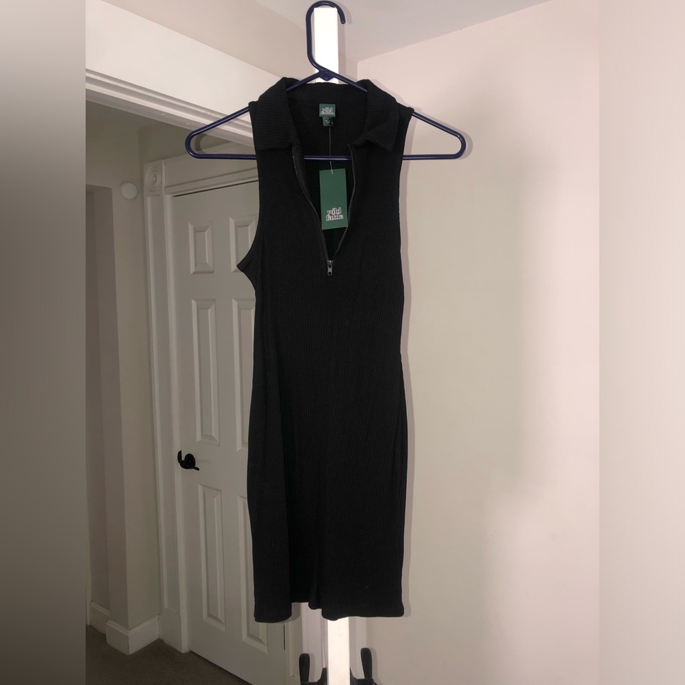 Wild Fable Athletic Quarter Zip Ribbed Dress in Black